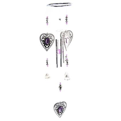 Filigree Heart Wind Chime - Purple